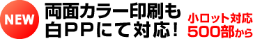 両面カラー印刷も白PPにて対応！　小ロット対応500部から